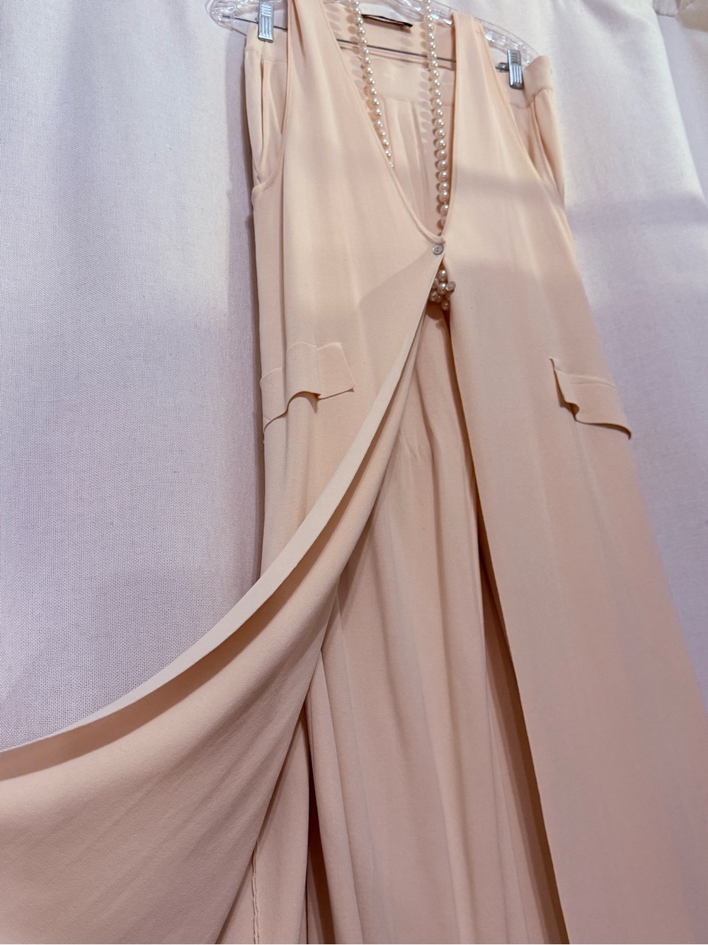 Zara Sleeveless Wide-Leg Jumpsuit in Peach